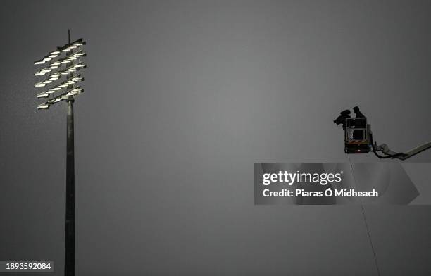 Galway , Ireland - 1 January 2024; A TV camera operator in position before the United Rugby Championship match between Connacht and Munster at The...