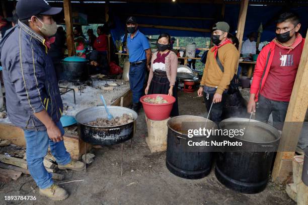 Members of the Zapatista Army of National Liberation are preparing to have breakfast at El Caracol Rebeldia y Resistencia in the mountains of...