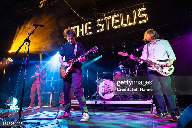 Guitarist Blake Dobbs, singer/guitarist Preston Hall, drummer Wyatt Griffith and bassist Bennett Baugus of The Stews perform at The Underground on...