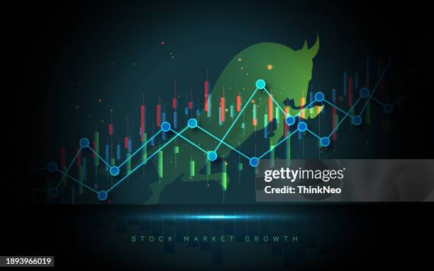 bullen-vektordesign mit grünem hintergrund für bullischen aktienmarkt. - schlacht von bull run stock-grafiken, -clipart, -cartoons und -symbole