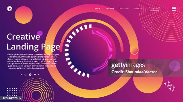 illustrations, cliparts, dessins animés et icônes de fond abstrait de cercle dégradé orange et violet, conception pour modèle de page de destination - compteur