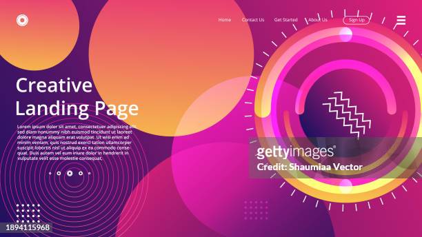 abstract orange and purple gradient circle background, design for landing page template - futuristic speedometer stock illustrations