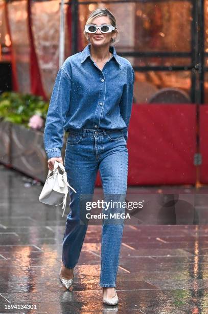 Ashley Roberts is seen leaving Global Studios on January 2, 2024 in London, United Kingdom.