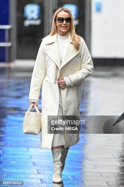 Amanda Holden is seen leaving Global Studios on January 2, 2024 in London, United Kingdom.