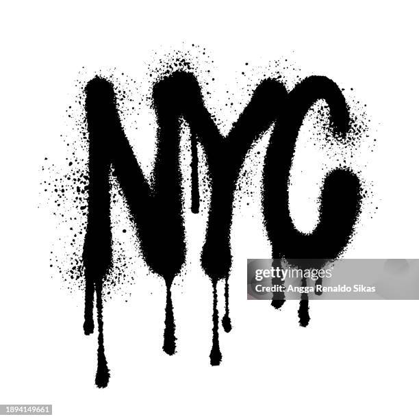 nyc new york city spray paint graffiti typography - spray paint font stock illustrations