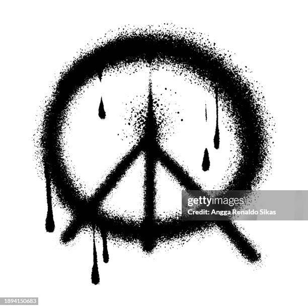 peace symbol spray paint graffiti isolated on white background - spray paint font stock illustrations