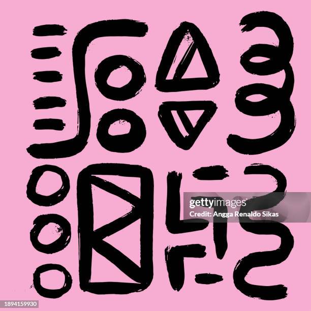 abstract tribal geometric on pink background - tribal pattern stock illustrations