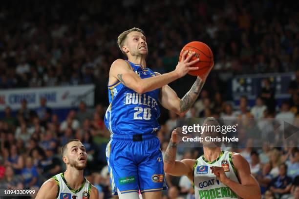Nathan Sobey of the Bullets in action during the round 13 NBL match between Brisbane Bullets and South East Melbourne Phoenix at Nissan Arena, on...