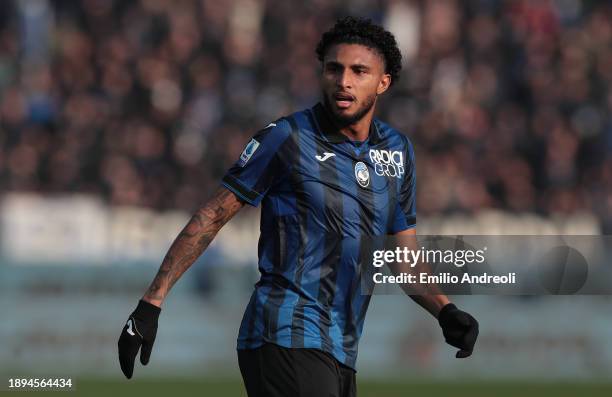 Ederson of Atalanta BC looks on during the Serie A TIM match between Atalanta BC and US Lecce at Gewiss Stadium on December 30, 2023 in Bergamo,...