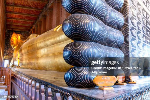 reclining buddha, wat pho, bangkok, thailand, asia - ko ratanakosin stock pictures, royalty-free photos & images