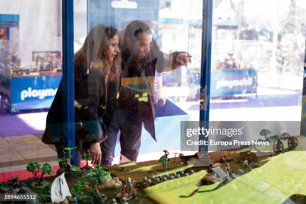 Several people visit the giant Playmobil Nativity Scene, in the Plaza de las Constelaciones, on 30 December, 2023 in Mostoles, Madrid, Spain....