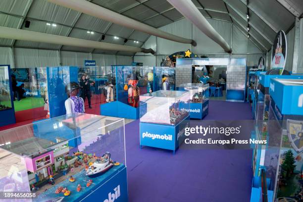 Several people visit the giant Playmobil Nativity Scene, in the Plaza de las Constelaciones, on 30 December, 2023 in Mostoles, Madrid, Spain....