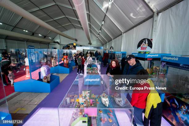 Several people visit the giant Playmobil Nativity Scene, in the Plaza de las Constelaciones, on 30 December, 2023 in Mostoles, Madrid, Spain....