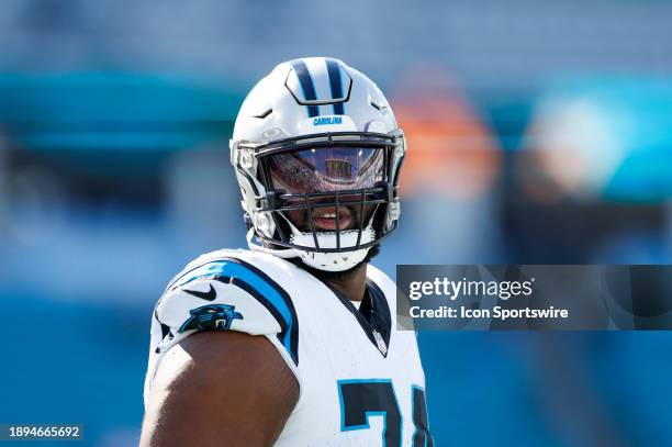 Carolina Panthers offensive tackle David Sharpe before the game between the Jacksonville Jaguars and the Carolina Panthers on December 31, 2023 at...