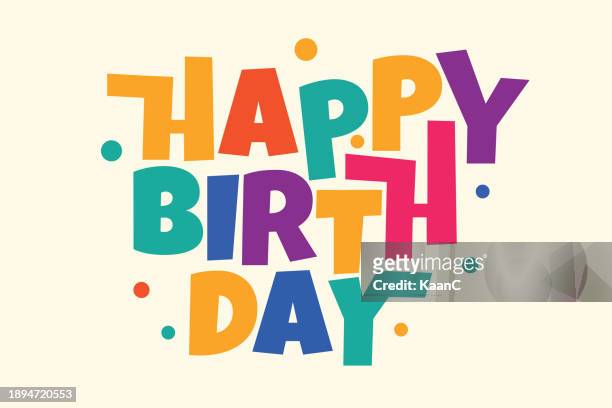 happy birthday. happy birthday vector lettering design. modern calligraphy. vector stock illustration - happy birthday 幅插畫檔、美工圖案、卡通及圖標