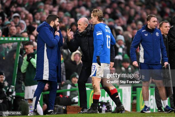 Philippe Clement, Manager of Rangers, reacts as Todd Cantwell of Rangers is substituted during the Cinch Scottish Premiership match between Celtic FC...