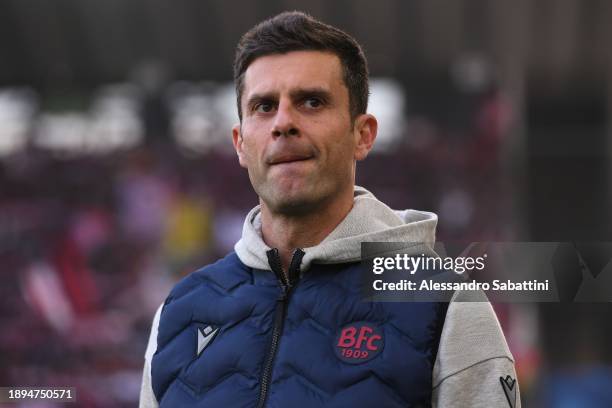 Thiago Motta head coach of Bologna FC looks on during the Serie A TIM match between Udinese Calcio and Bologna FC at Dacia Arena on December 30, 2023...