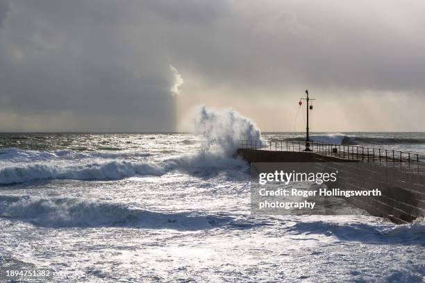 porthleven breakwater - roger stock pictures, royalty-free photos & images