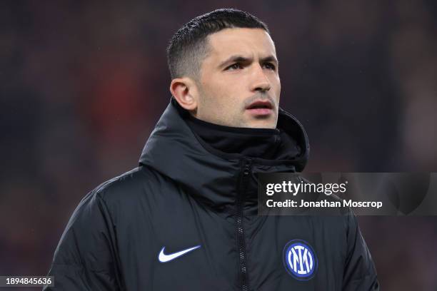 Stefano Sensi of FC Internazionale reacts as he makes his way across the field of play prior to the Serie A TIM match between Genoa CFC and FC...