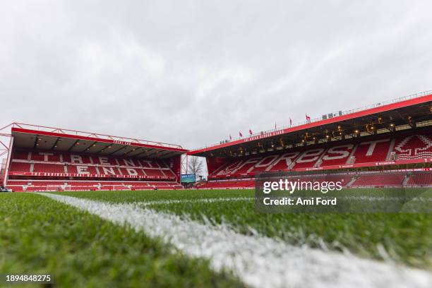 General stadium view of the City Ground prior to the Premier League match between Nottingham Forest and Manchester United at City Ground on December...