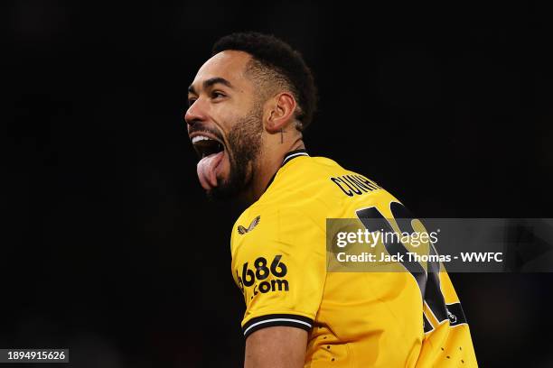 Matheus Cunha of Wolverhampton Wanderers celebrates after scoring their sides second goal during the Premier League match between Wolverhampton...