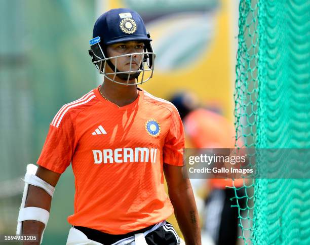 Yashasvi Jaiswal during the India national men's cricket team training session at Newlands Cricket Stadium on January 02, 2024 in Cape Town, South...