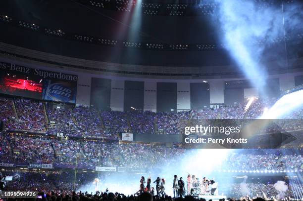 Beyonce performs during the halftime show of Super Bowl XLVII between the San Francisco 49ers and the Baltimore Ravens at Mercedes-Benz Superdome on...