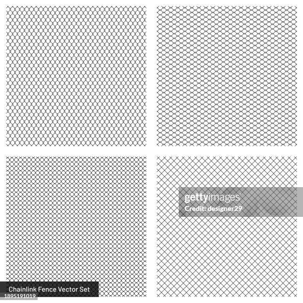 maschendrahtzaun-vektor-set. - drahtnetz stock-grafiken, -clipart, -cartoons und -symbole