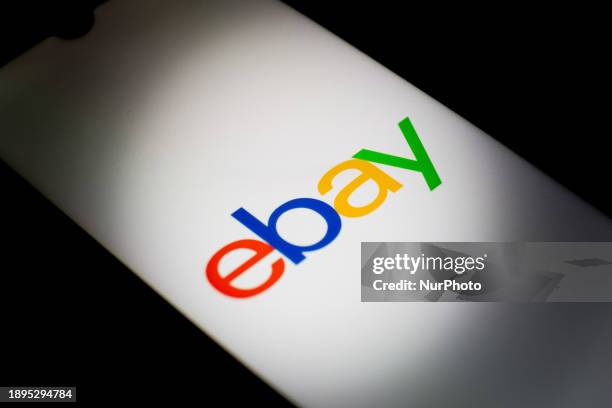 The eBay logo is being displayed on a smartphone screen in Athens, Greece, on January 2, 2024.