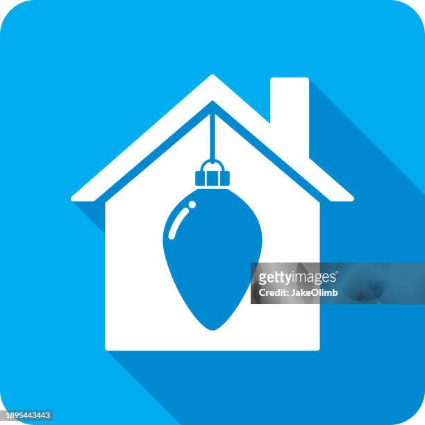 stockillustraties, clipart, cartoons en iconen met house christmas ornament icon silhouette 2 - homeowners decorate their houses for christmas