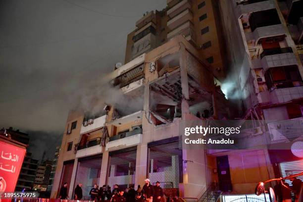 Israeli drone struck a Hamas office as smoke rises in Beirut, Lebanon on January 02, 2023. Lebanon's Prime Minister Najib Mikati has declared the...