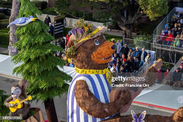 Pasadena, CA January 1, 2024: Shriners Children's "Believe in Tomorrow," float in the Rose Parade on Monday, January 1 in Pasadena, CA.