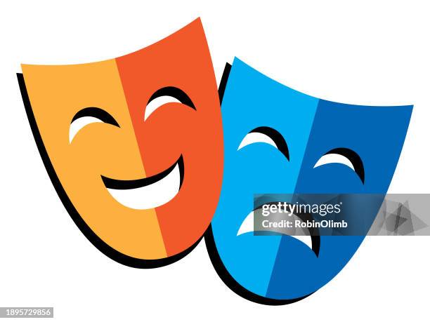 comedy and tragedy masks - comic theater stock illustrations