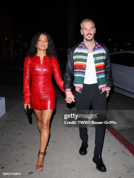 Christina Milian and Matt Pokora are seen on January 02, 2024 in Los Angeles, California.