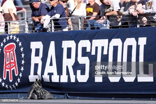 Barstool sports signage at the Barstool Sports Arizona Bowl between the Toledo Rockets and the Wyoming Cowboys on December 30, 2023 at Arizona...