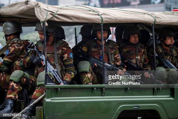 Bangladesh Army personnel are departing Dhaka Cantonment in a convoy in Dhaka, Bangladesh, on January 3 to assist local administrations ahead of the...