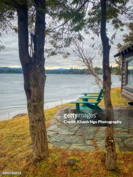 a nice resort in lake placid, new york, usa. - lake placid town foto e immagini stock