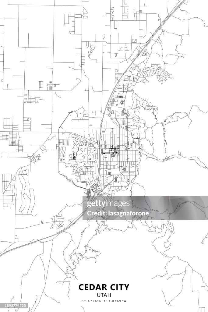 Cedar City, Utah, USA Vector Map