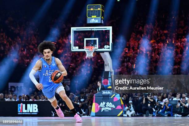Nadir Hifi of Team France runs with the ball during the All Star Game at AccorHotels Arena on December 30, 2023 in Paris, France.