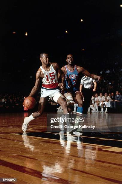 Hal Greer of the Philadelphia 76ers drives to the basket against the Atlanta Hawks during the 1970 season NBA game in Philadelphia, Pennsylvania....