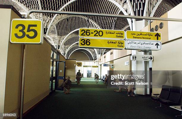 Army 3rd Division 3-7 soldiers secure the main terminal of Baghdad International Airport April 4, 2003 during an allied advance on the Iraqi capital....