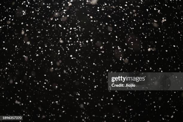 falling snowflakes against sky at night - nevada fotografías e imágenes de stock