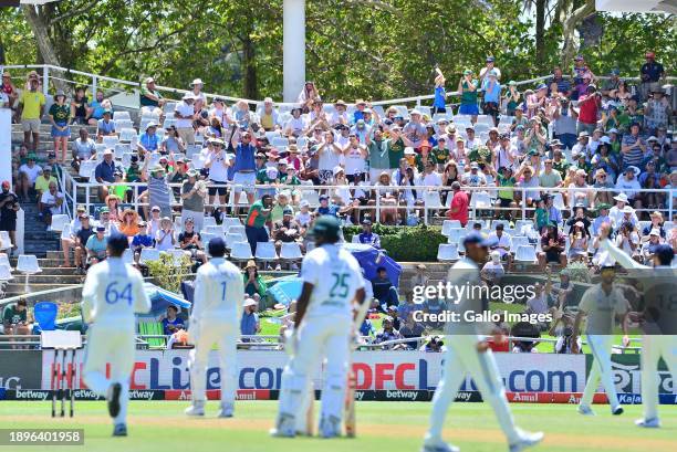 South African fans celebrates the team reaching 50 runs during day 1 of the 2nd Test match between South Africa and India at Newlands Cricket Ground...