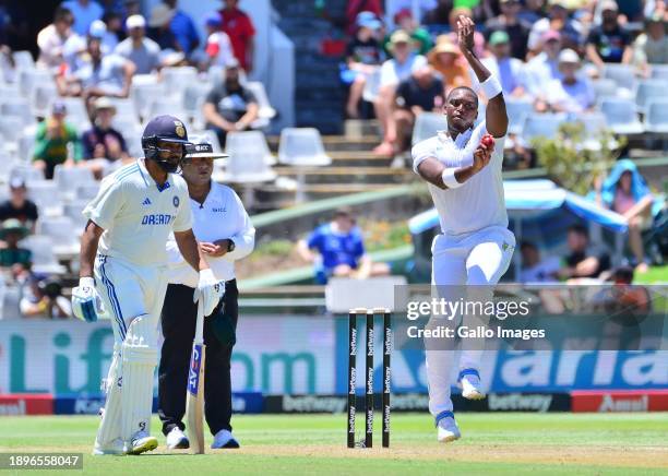 Lungi Ngidi of South Africa during day 1 of the 2nd Test match between South Africa and India at Newlands Cricket Ground on January 03, 2024 in Cape...