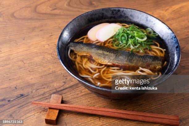 delicious herring soba01 - scallion brush stock pictures, royalty-free photos & images