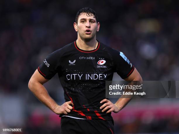 Juan Martin Gonzalez of Saracens during the Gallagher Premiership Rugby match between Saracens and Newcastle Falcons at StoneX Stadium on December...