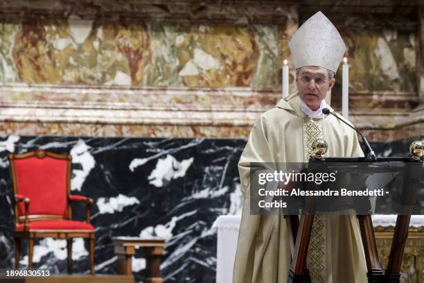 Archbishop and former personal secretary of Pope Benedict XVI, Georg Gänswein, presides over a special mass in St. Peter’s Basilica to mark the first...