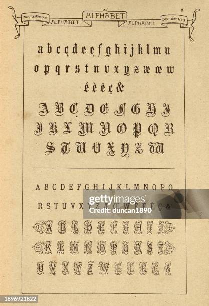 illustrations, cliparts, dessins animés et icônes de alphabet architectural, police, histoire de l’architecture, décoration et design, art, français, victorien, 19ème siècle - monogramme