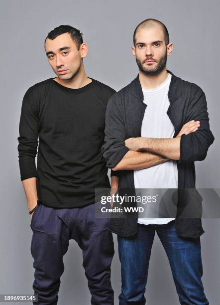 Thierry Mugler's creative director Nicola Formichetti and womens wear design director Sebastien Peigne.