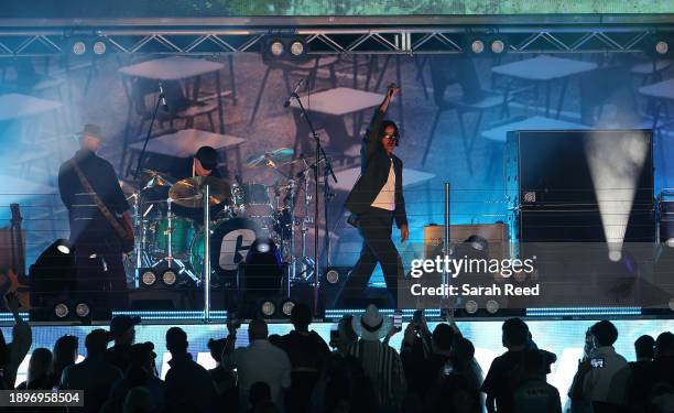 Grinspoon performing during the BBL match between Adelaide Strikers and Melbourne Stars at Adelaide Oval, on December 31 in Adelaide, Australia.